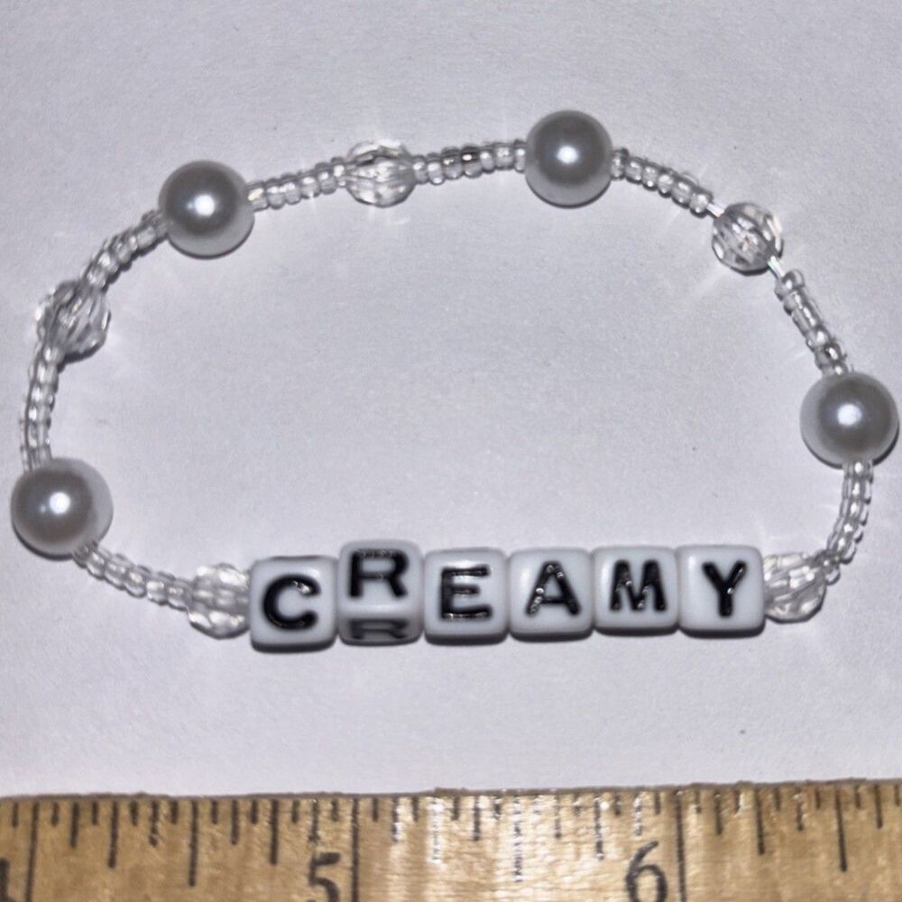 Handmade Creamy Bead Bracelet Letter Beads Y2K Kawaii Trendy Jewelry Gift